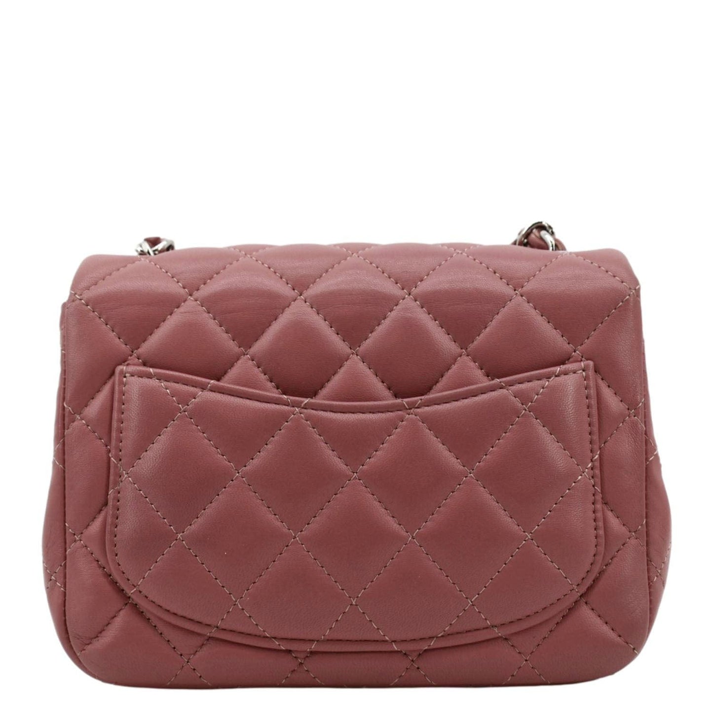 CHANEL Mini Square Flap Leather Crossbody Bag Pink