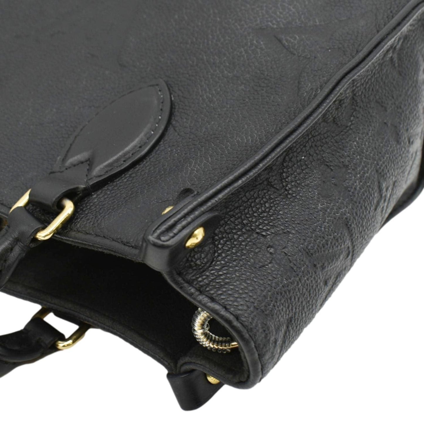LOUIS VUITTON Onthego PM Monogram Empreinte Leather Tote Shoulder Bag Black