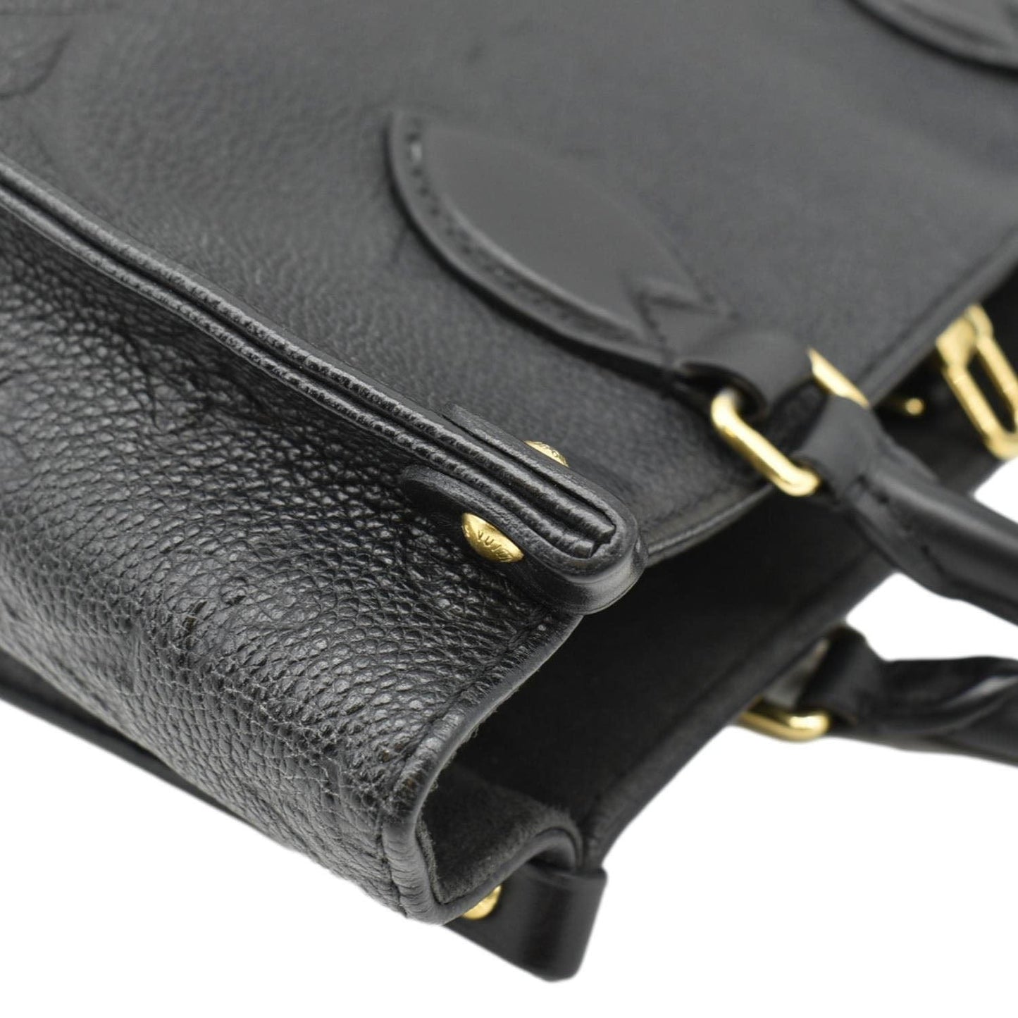 LOUIS VUITTON Onthego PM Monogram Empreinte Leather Tote Shoulder Bag Black