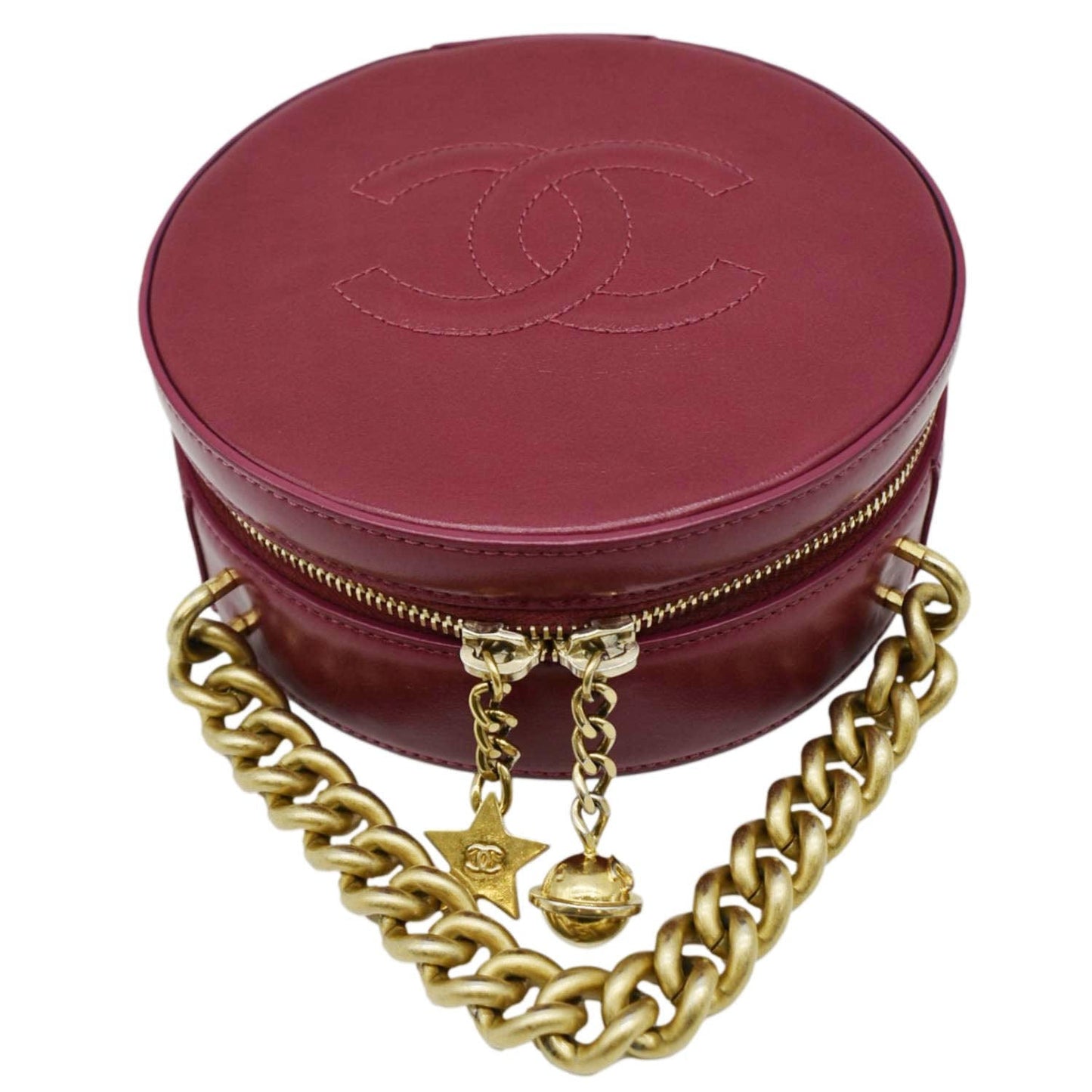 CHANEL Round As Earth Leather Crossbody Bag Fuchsia