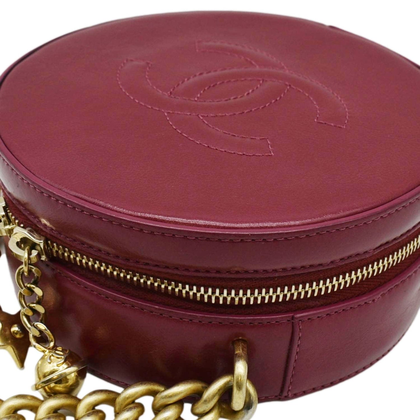 CHANEL Round As Earth Leather Crossbody Bag Fuchsia