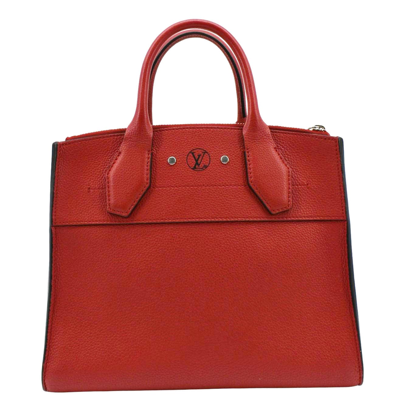 LOUIS VUITTON City Steamer PM Leather Tote Bag Red