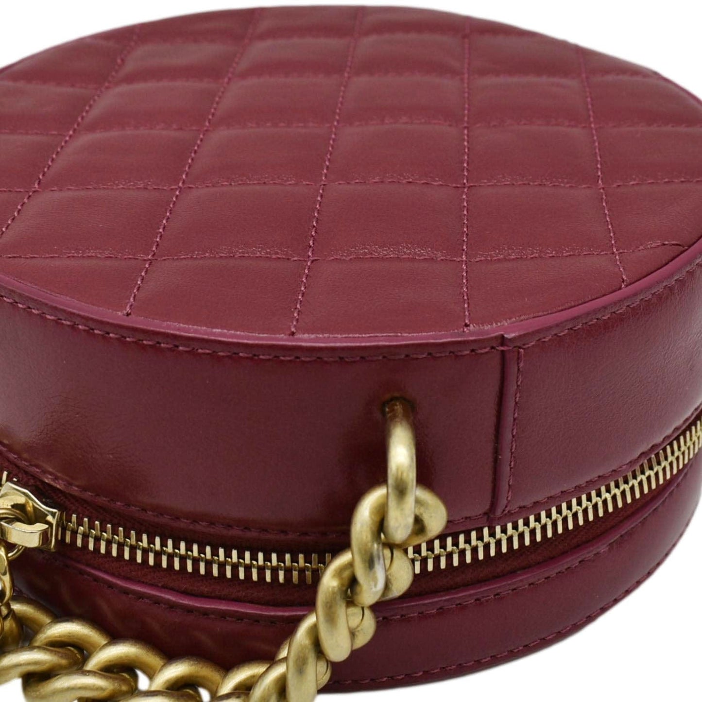 CHANEL Round As Earth Leather Crossbody Bag Fuchsia