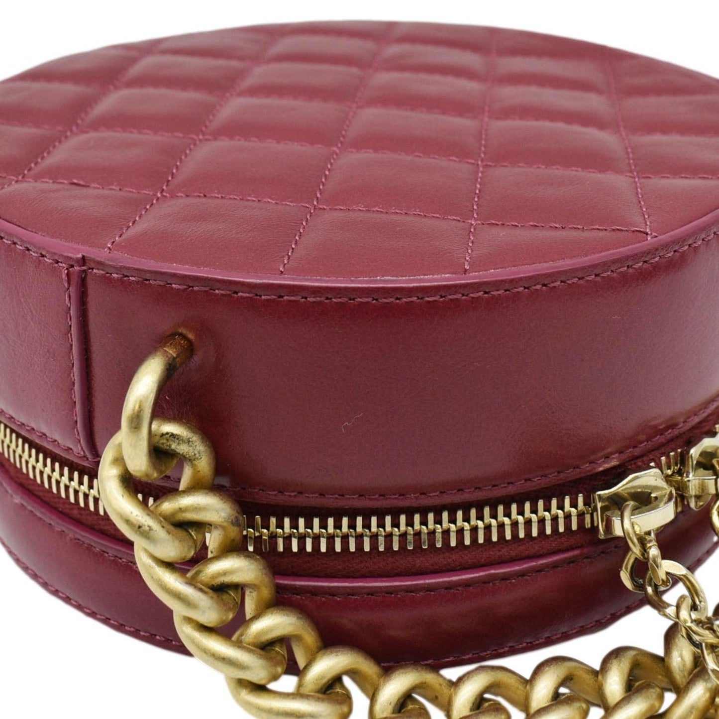 CHANEL Round As Earth Leather Crossbody Bag Fuchsia