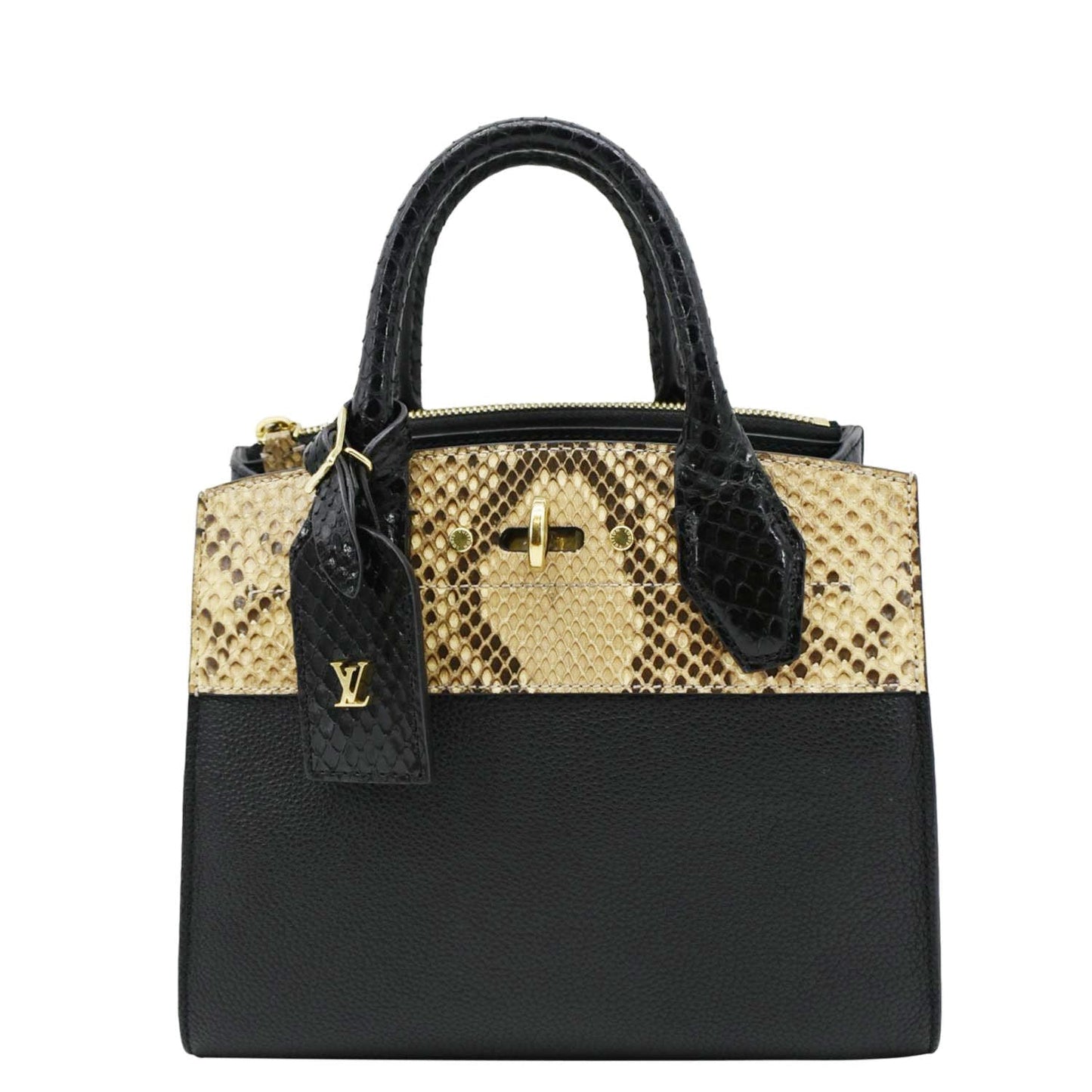 LOUIS VUITTON City Steamer Python Leather Tote Bag Gold