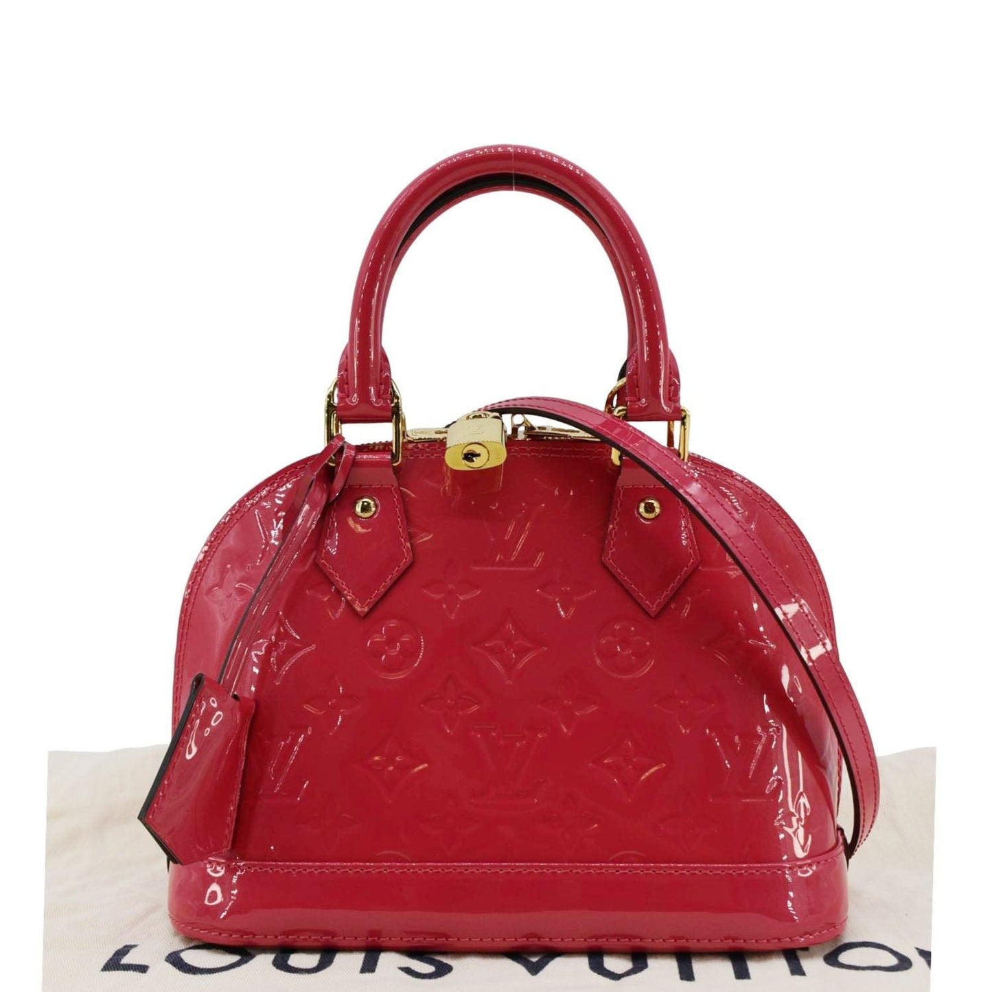 LOUIS VUITTON Alma BB Monogram Patent Leather Satchel Crossbody Bag Hot Pink