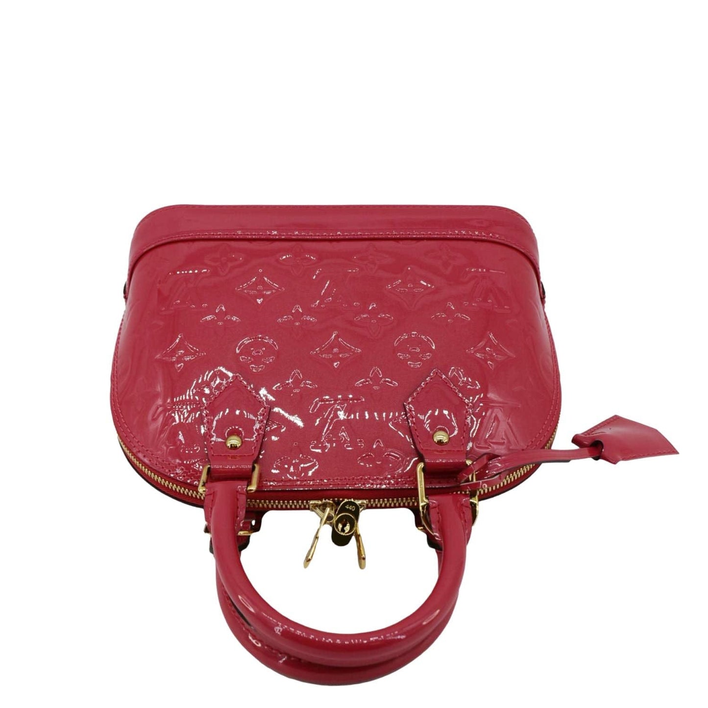 LOUIS VUITTON Alma BB Monogram Patent Leather Satchel Crossbody Bag Hot Pink