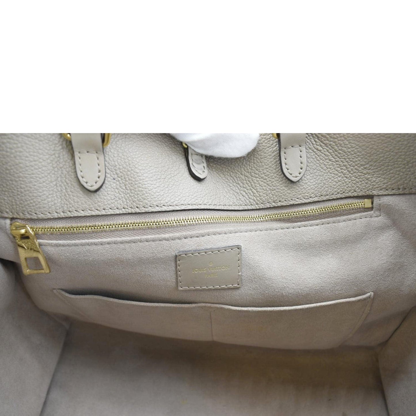 LOUIS VUITTON Onthego MM Monogram Empreinte Shoulder Bag Tourterelle