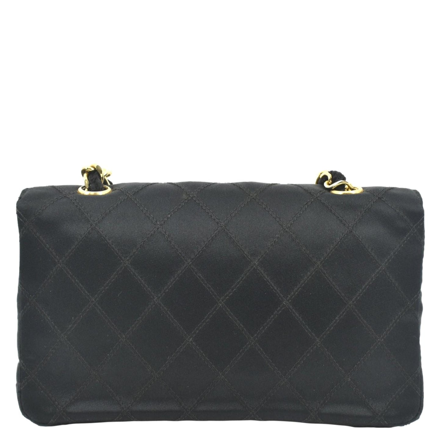 CHANEL Mini Flap Quilted Satin Crossbody Bag Black