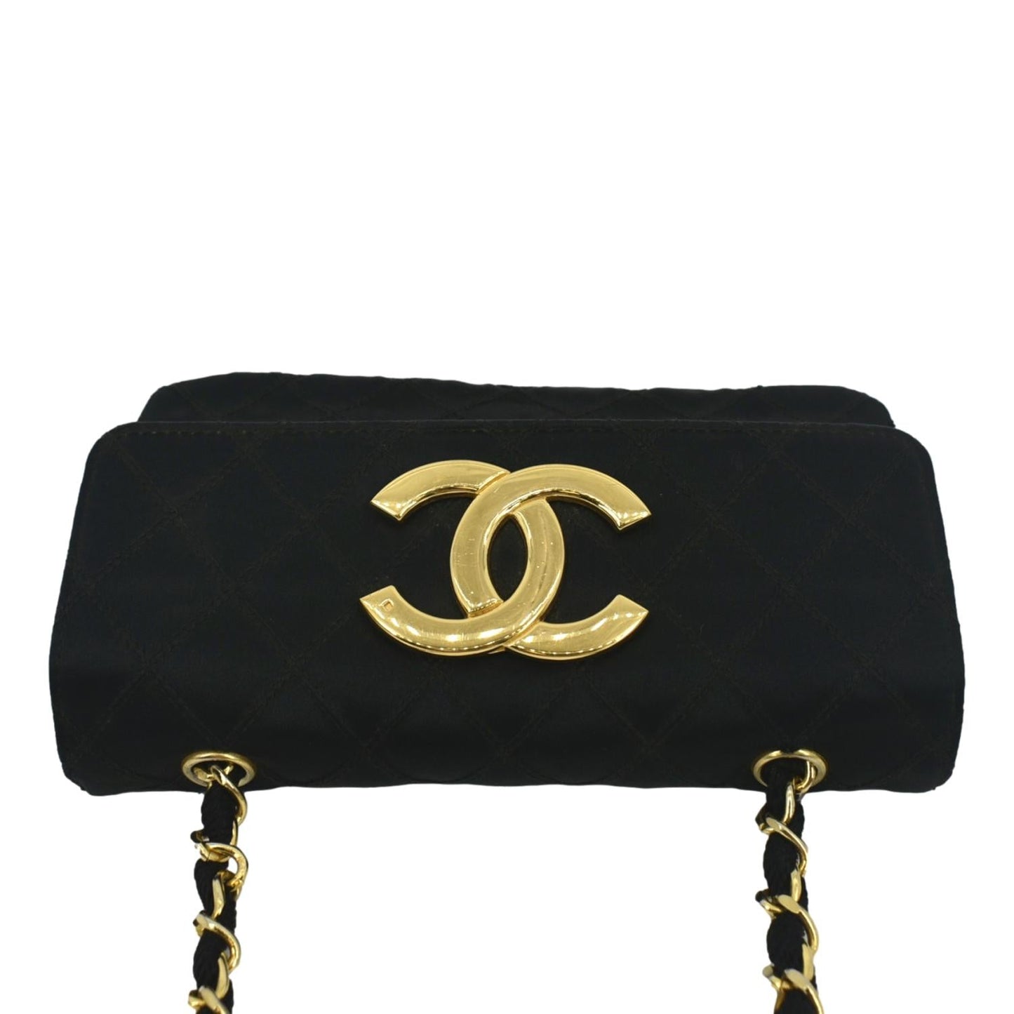 CHANEL Mini Flap Quilted Satin Crossbody Bag Black