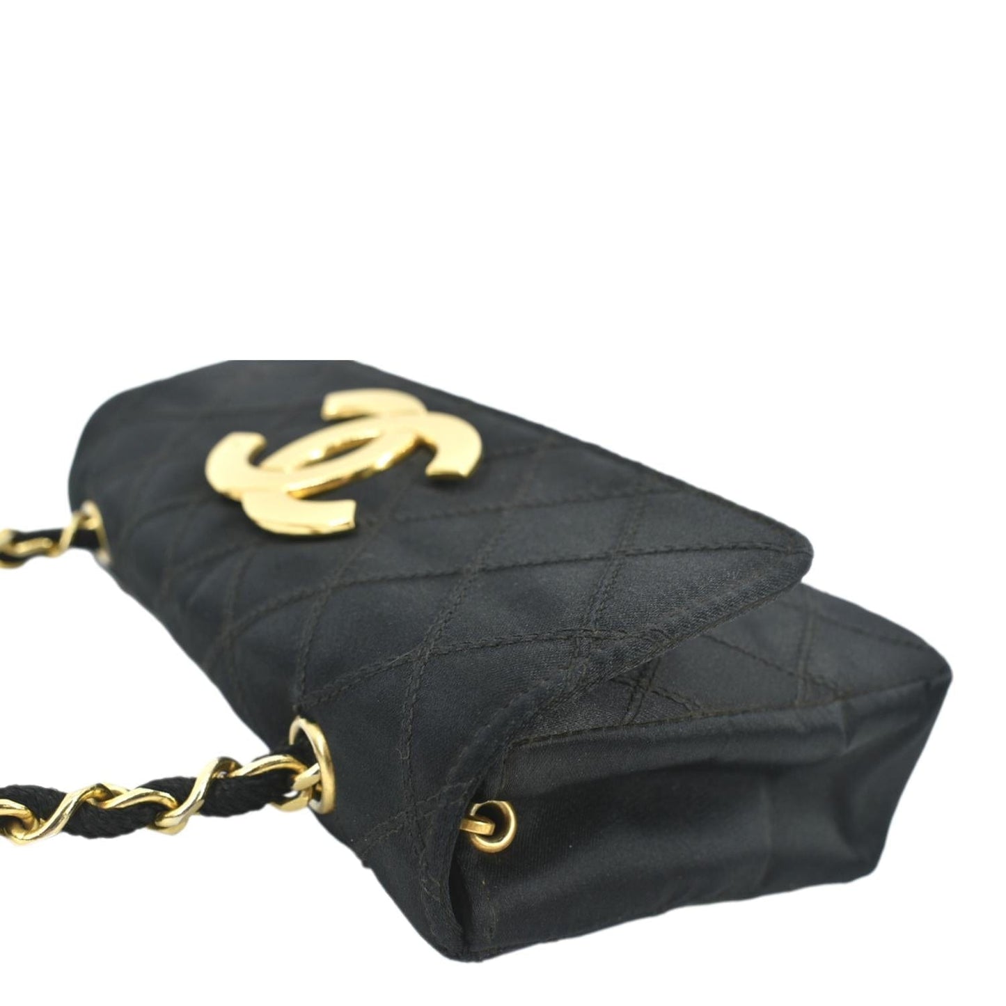 CHANEL Mini Flap Quilted Satin Crossbody Bag Black