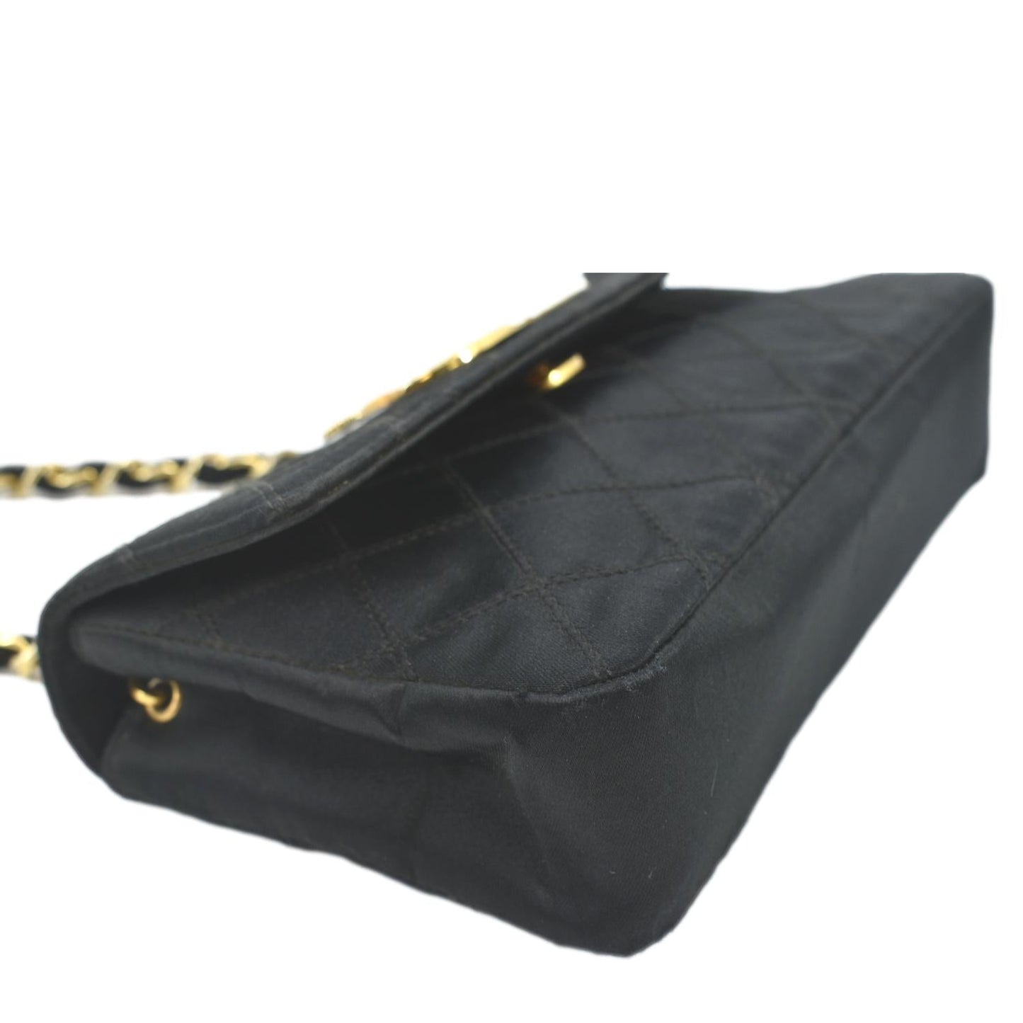 CHANEL Mini Flap Quilted Satin Crossbody Bag Black