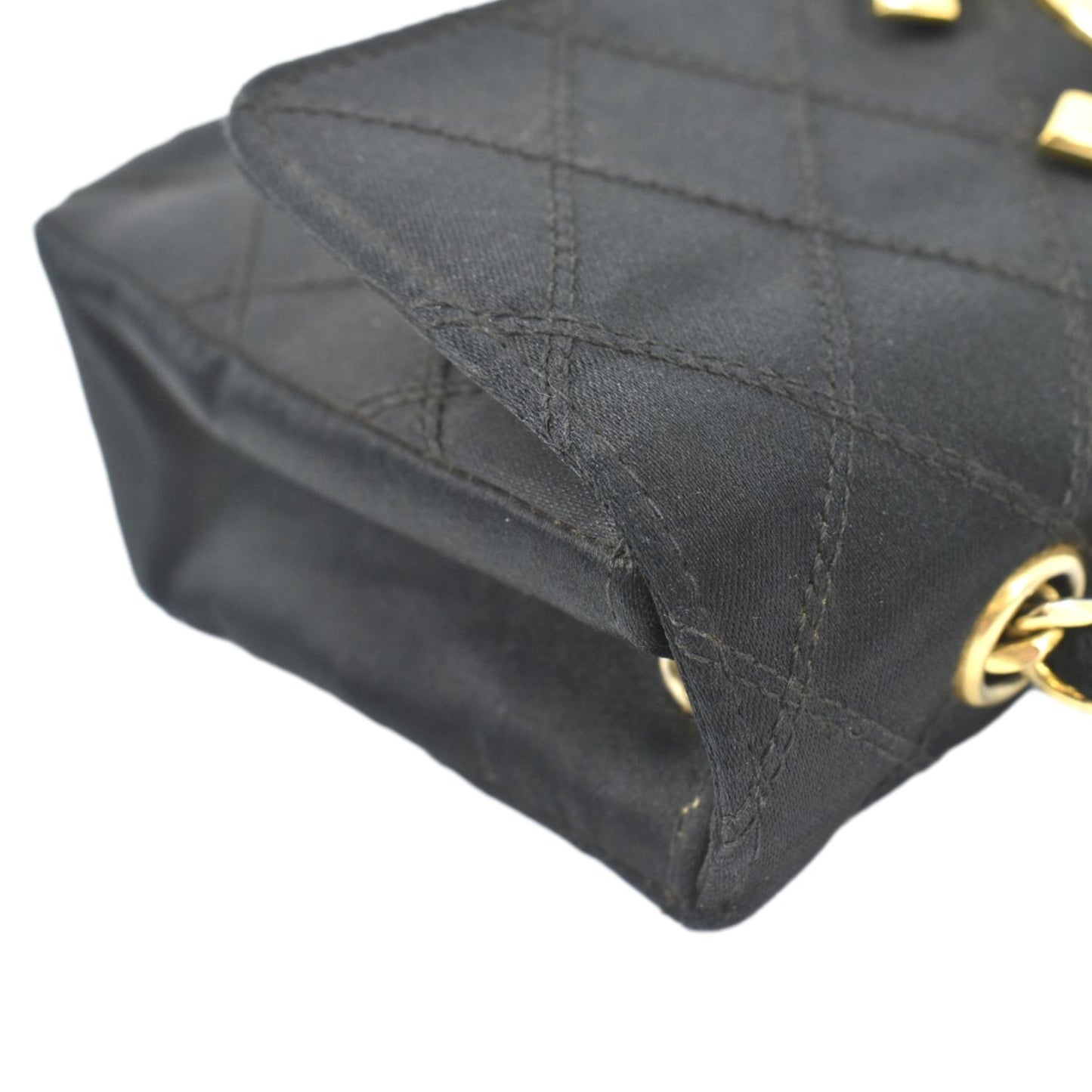 CHANEL Mini Flap Quilted Satin Crossbody Bag Black