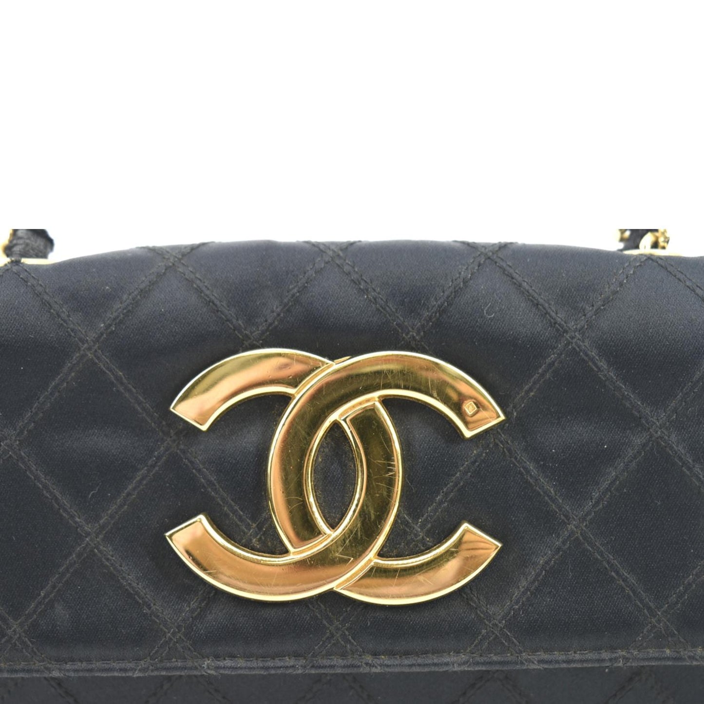 CHANEL Mini Flap Quilted Satin Crossbody Bag Black