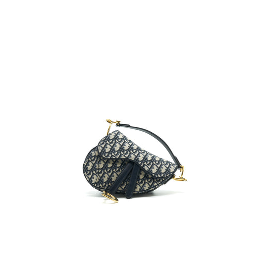 Dior Mini Saddle Bag Blue Oblique Jacquard