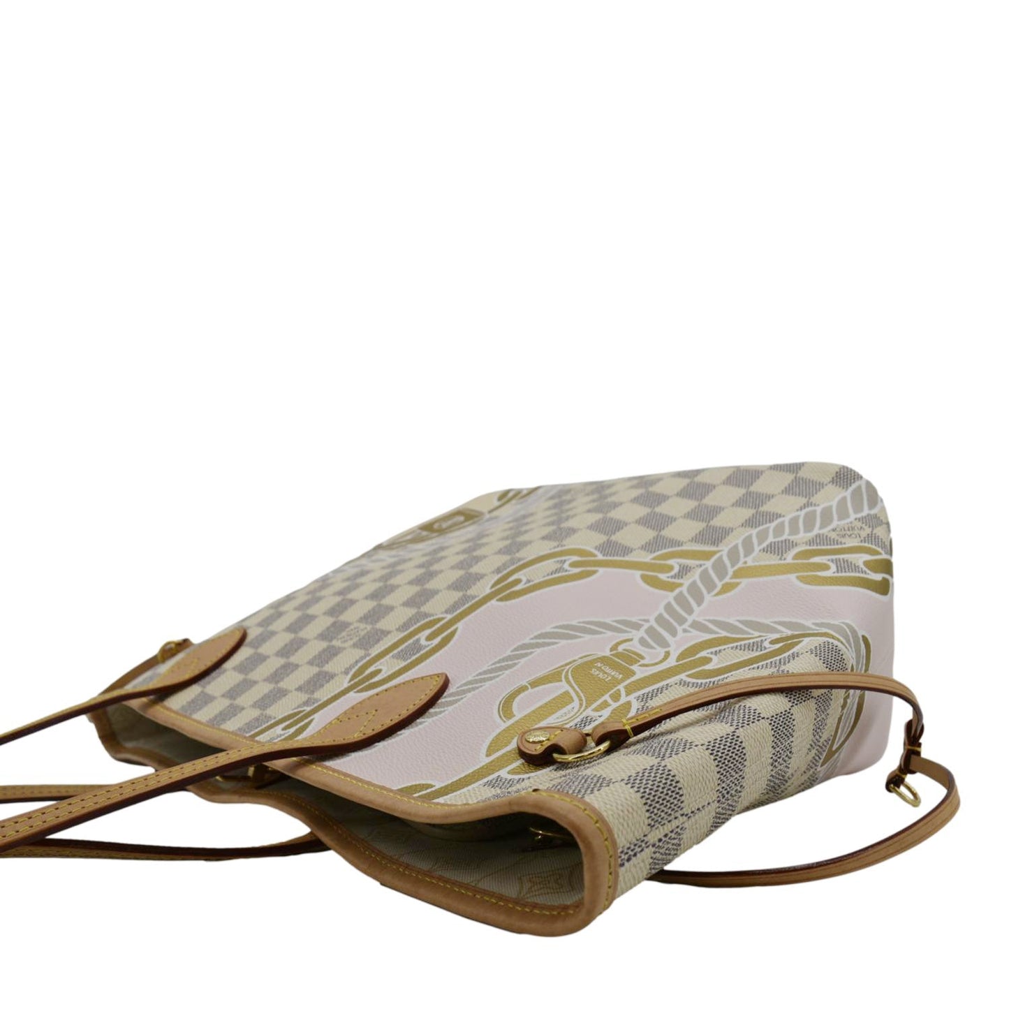 LOUIS VUITTON Neverfull Nautical MM Damier Azur Tote Shoulder Bag White