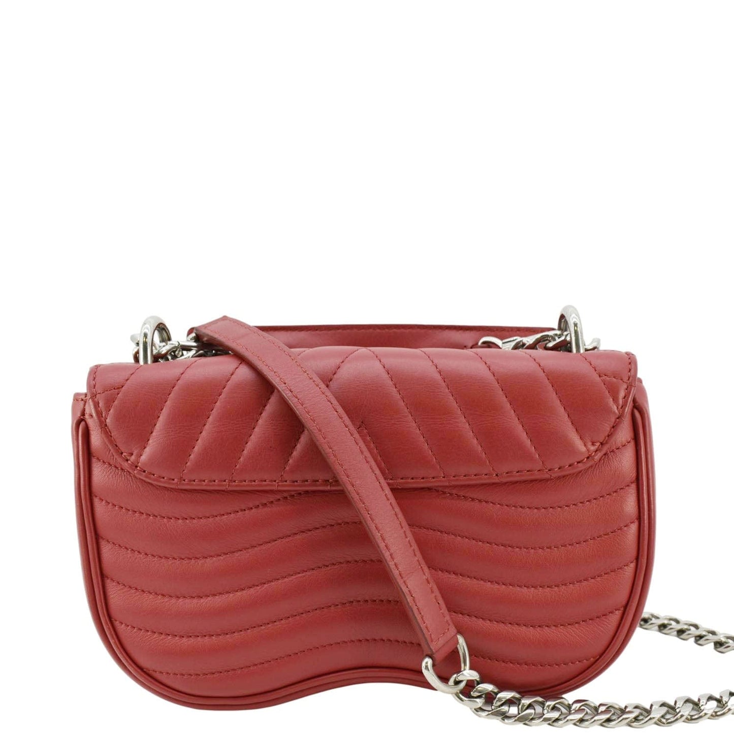 LOUIS VUITTON New Wave PM Leather Chain Crossbody Bag Red