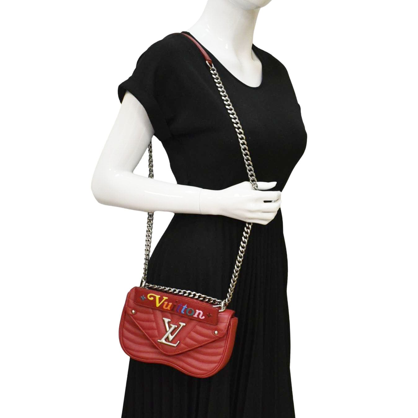 LOUIS VUITTON New Wave PM Leather Chain Crossbody Bag Red