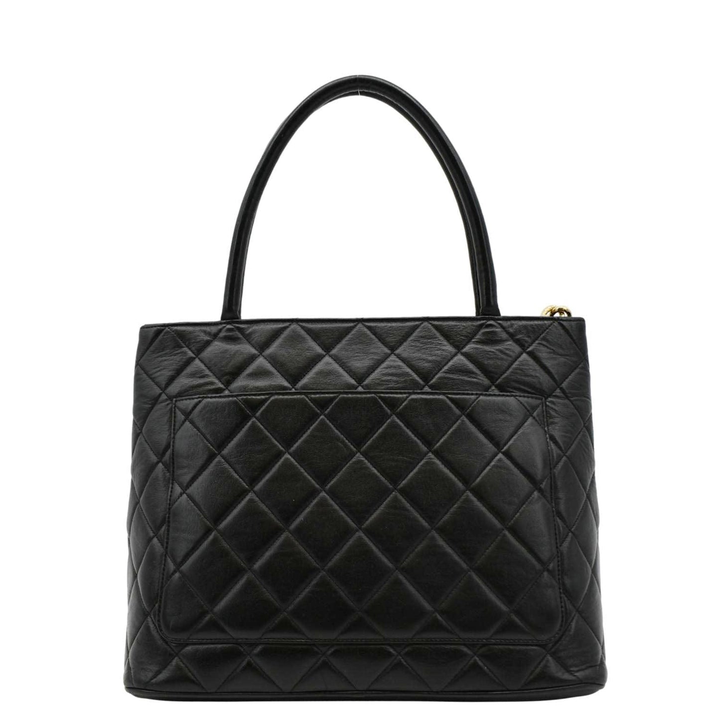 CHANEL Medallion Quilted Caviar Leather Tote Bag Black