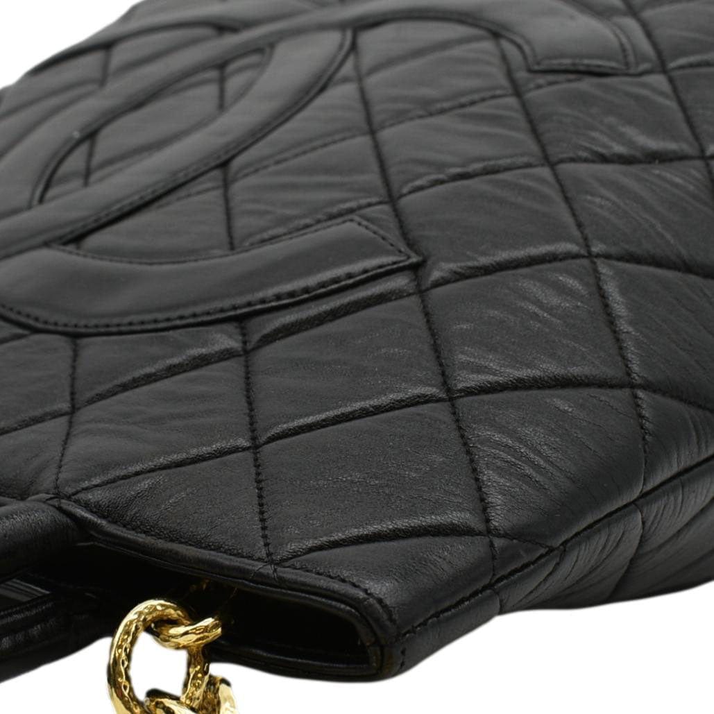 CHANEL Medallion Quilted Caviar Leather Tote Bag Black