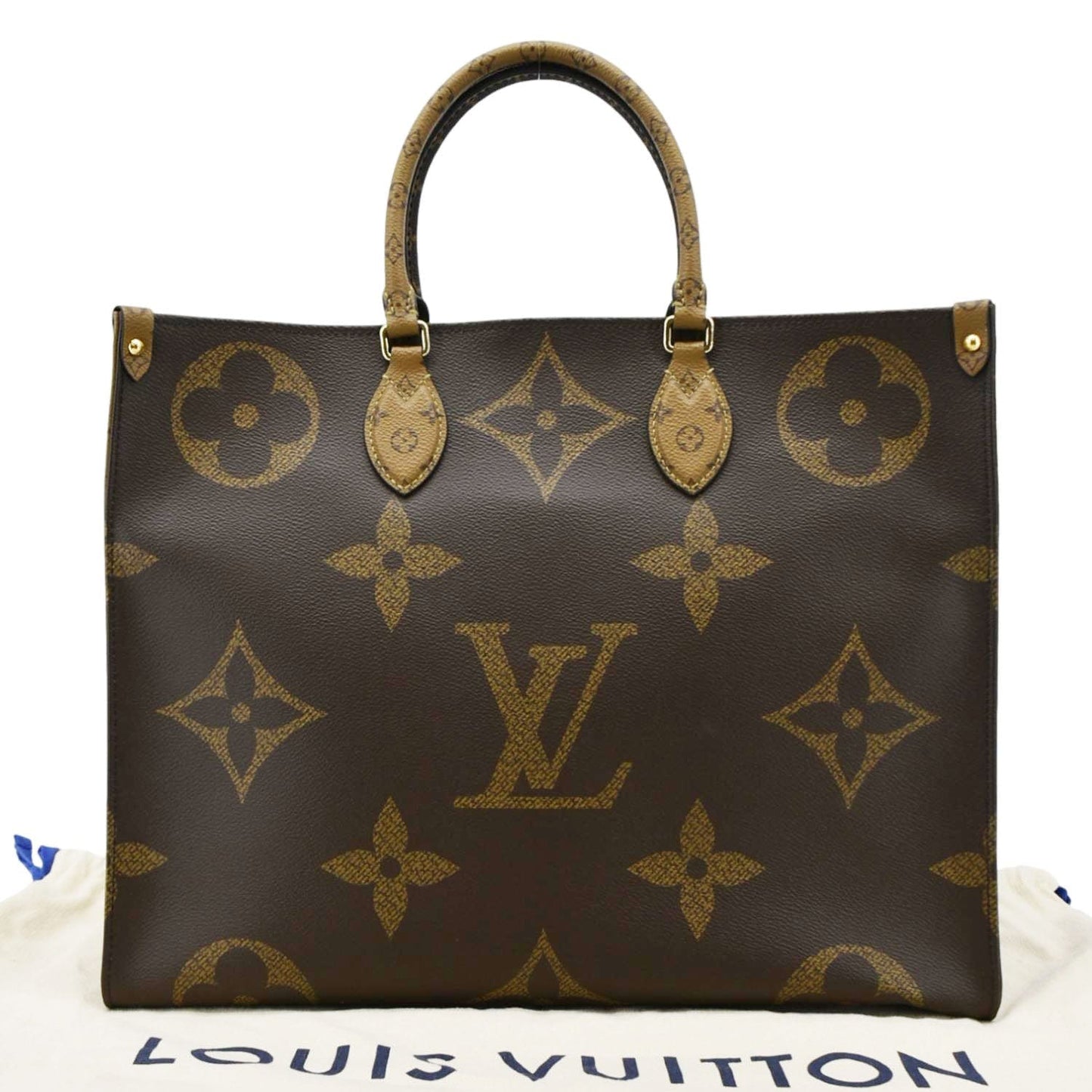 LOUIS VUITTON Onthego GM Giant Monogram Reverse Canvas Tote Bag Brown