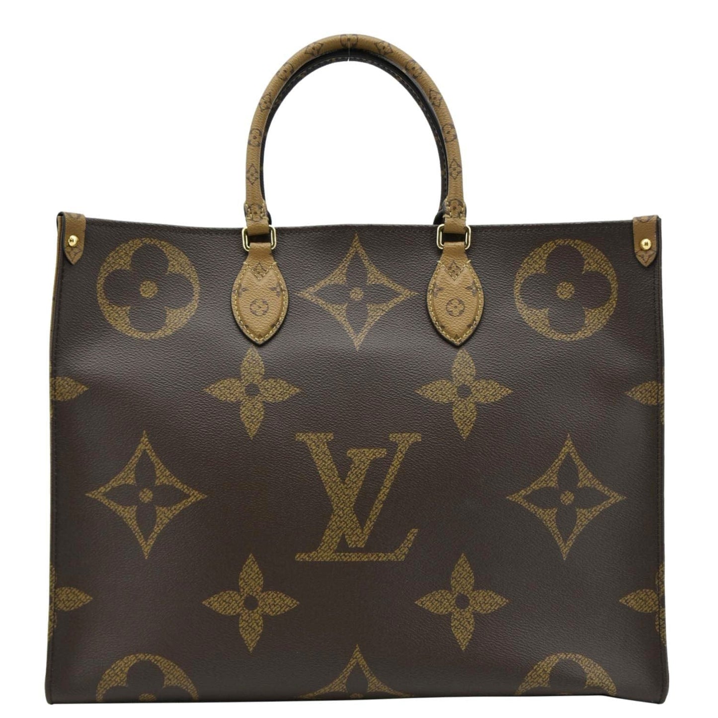 LOUIS VUITTON Onthego GM Giant Monogram Reverse Canvas Tote Bag Brown