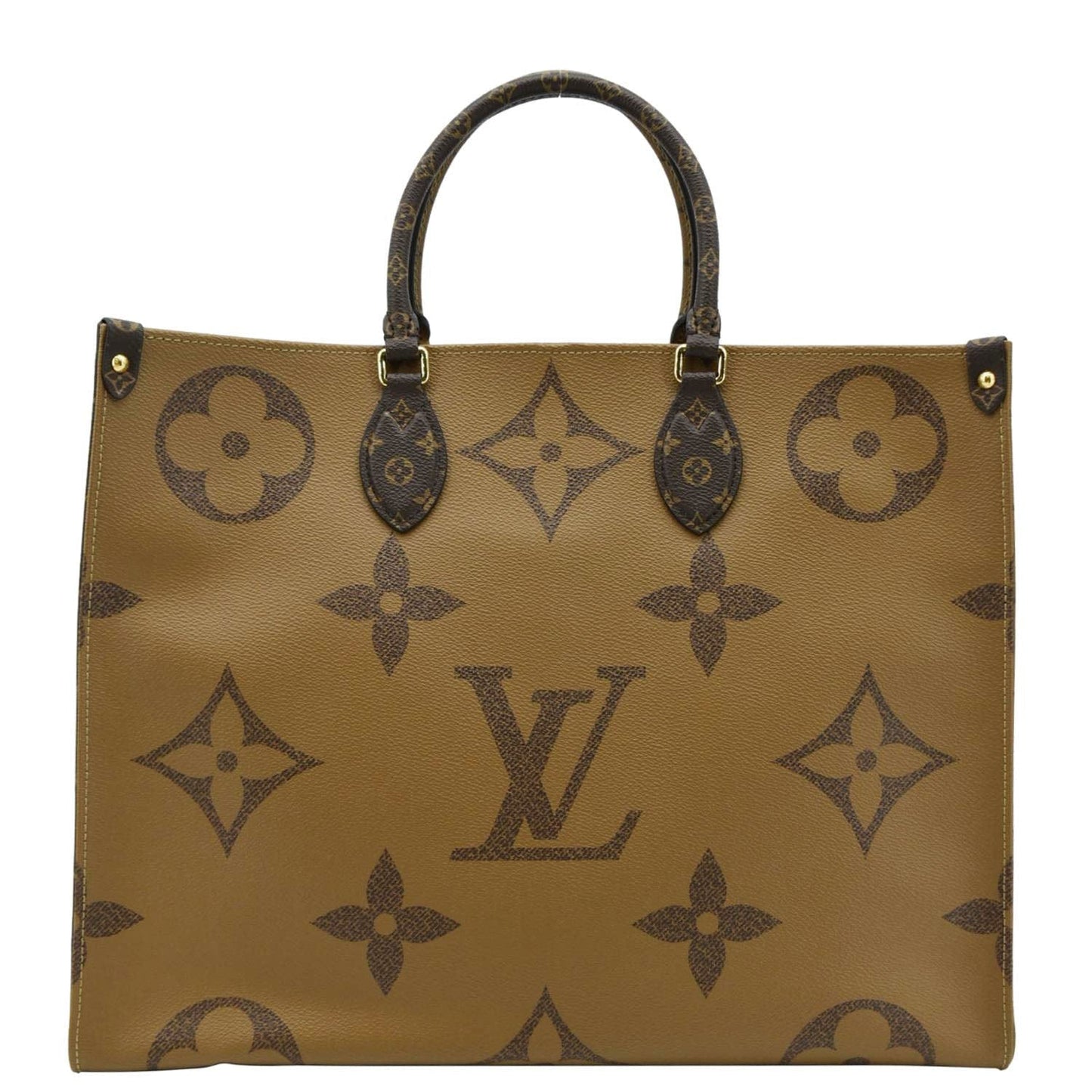 LOUIS VUITTON Onthego GM Giant Monogram Reverse Canvas Tote Bag Brown