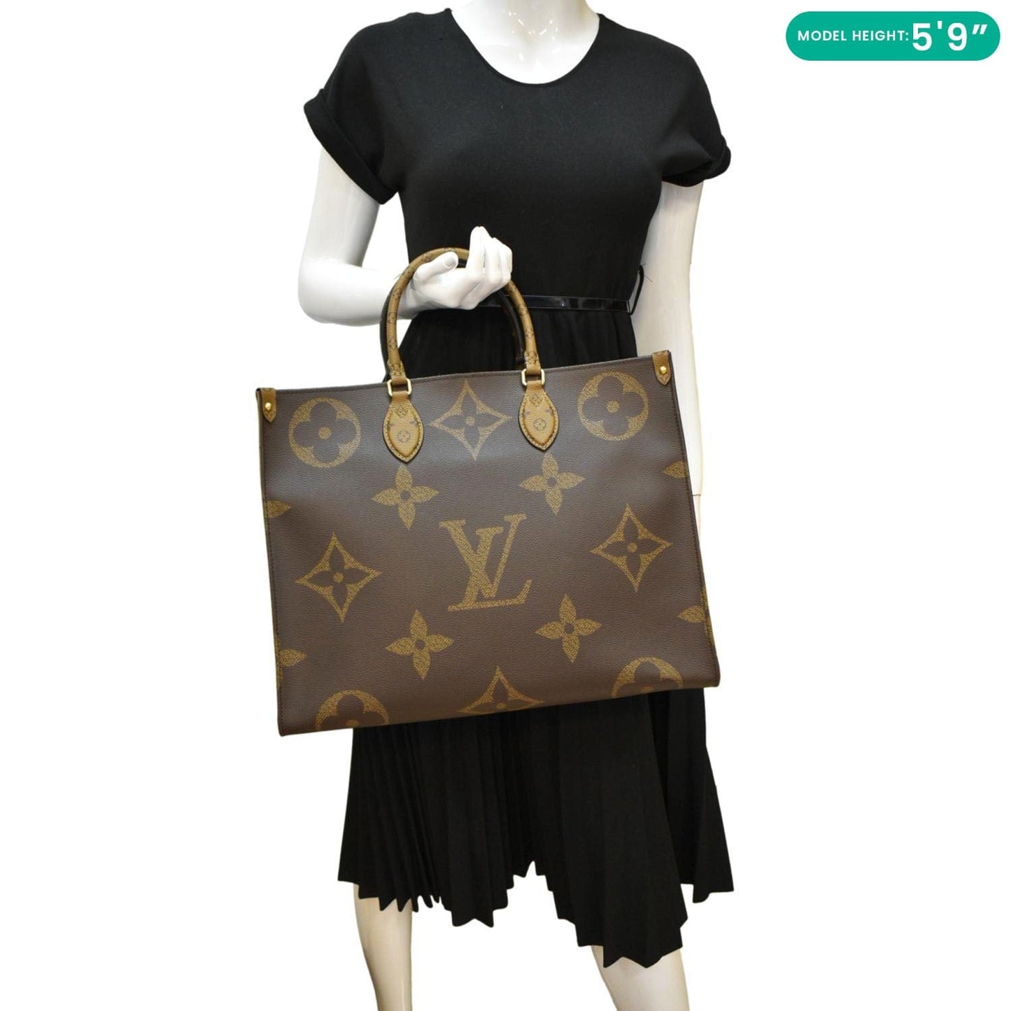 LOUIS VUITTON Onthego GM Giant Monogram Reverse Canvas Tote Bag Brown