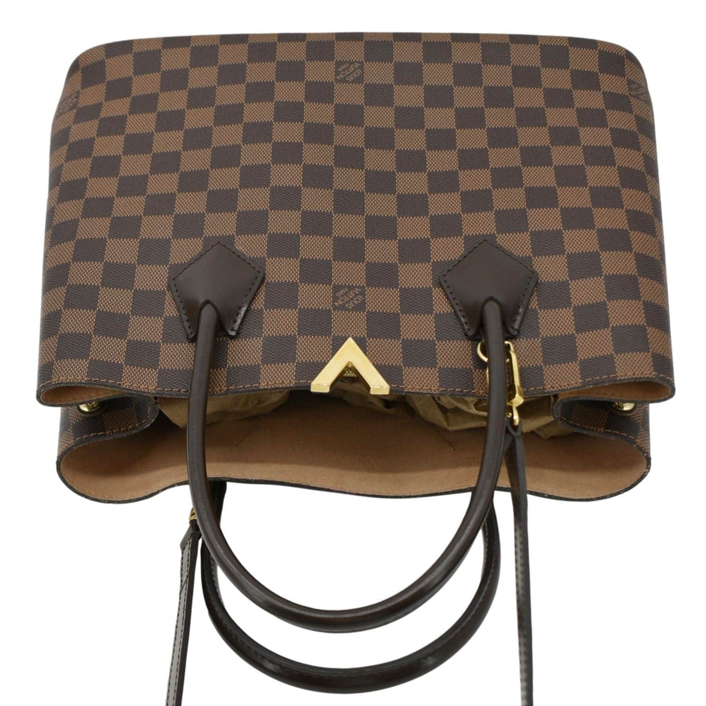 LOUIS VUITTON Kensington Damier Ebene Tote Bag Brown