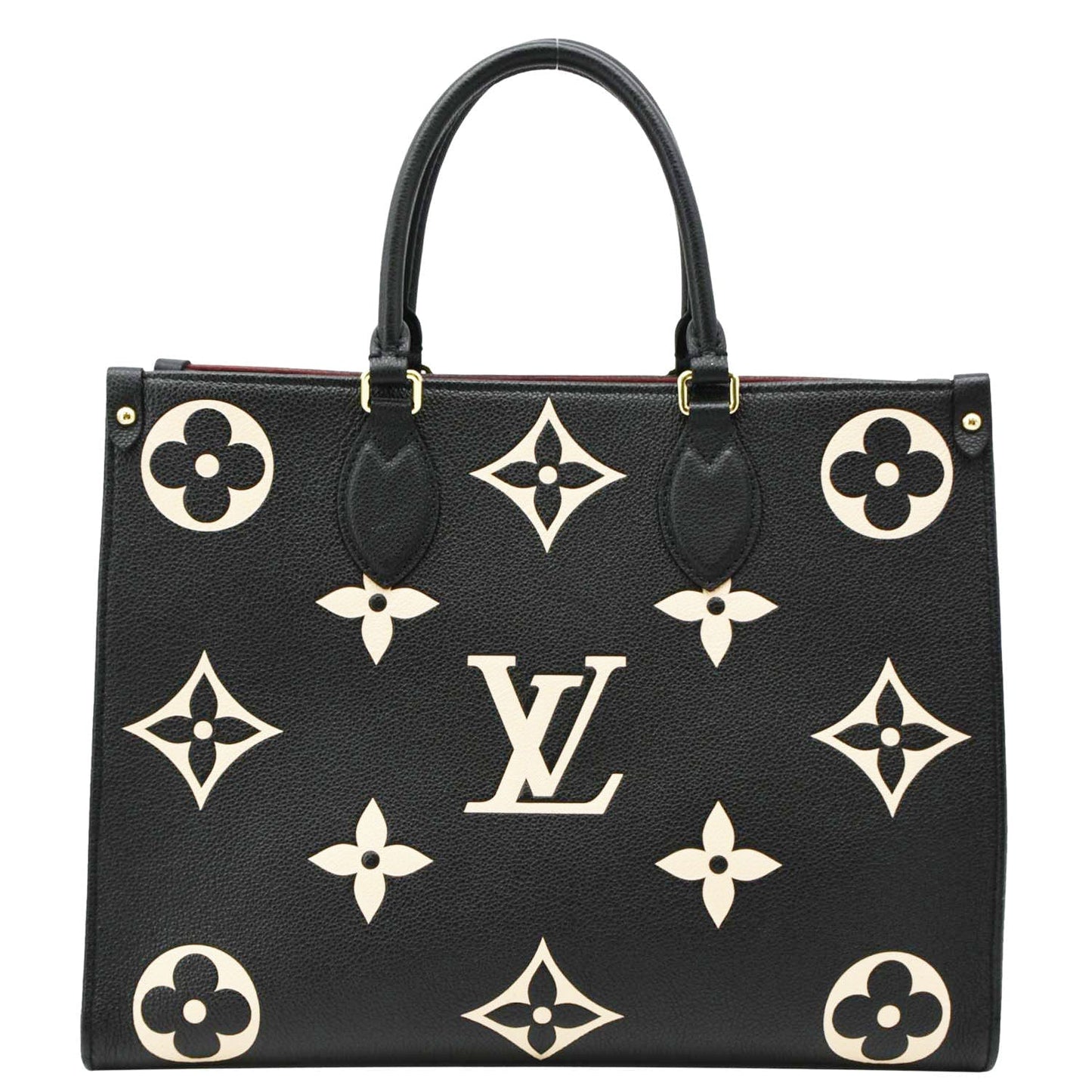 LOUIS VUITTON Onthego MM Giant Monogram Empreinte Leather Tote Bag Bicolor