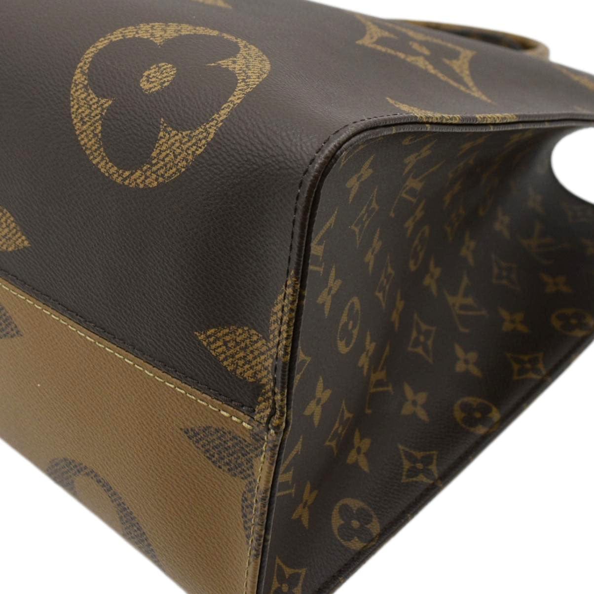 LOUIS VUITTON Onthego GM Giant Monogram Canvas Tote Bag Brown