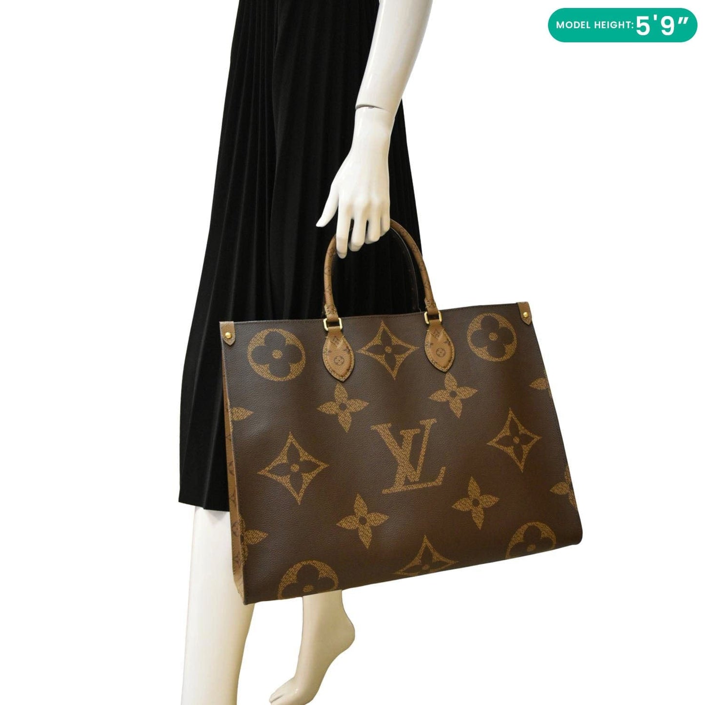 LOUIS VUITTON Onthego GM Giant Monogram Canvas Tote Bag Brown