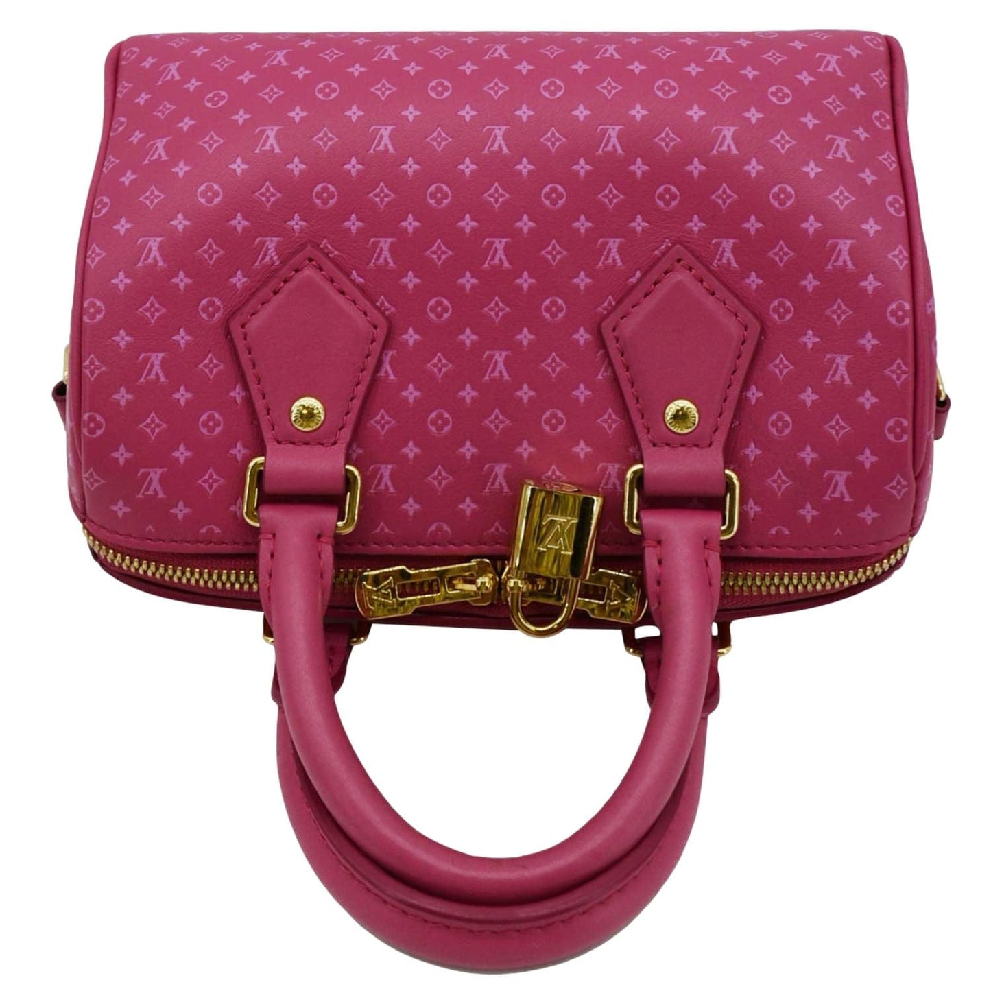 LOUIS VUITTON Speedy 20 Bandouliere Nanogram Leather Shoulder Bag Pink