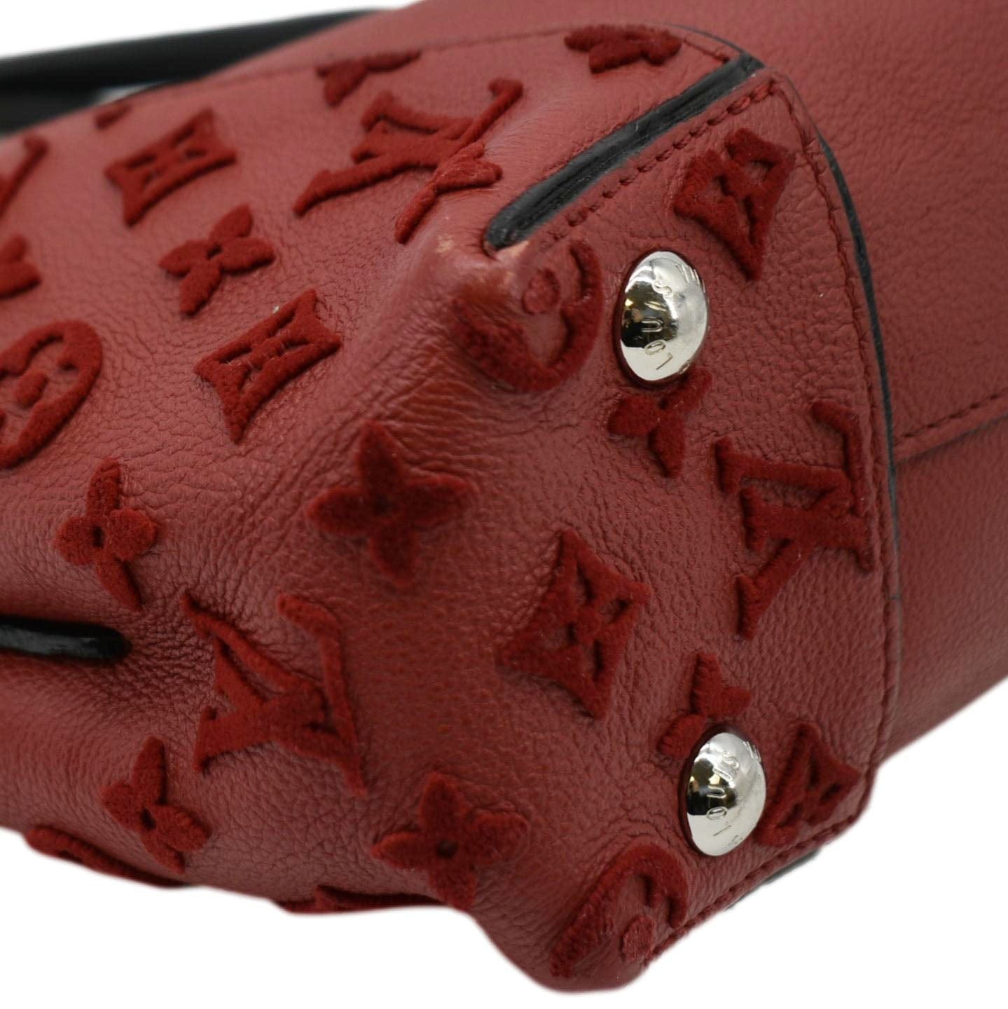 LOUIS VUITTON W BB Tote Monogram Velours Tote Shoulder Bag Red