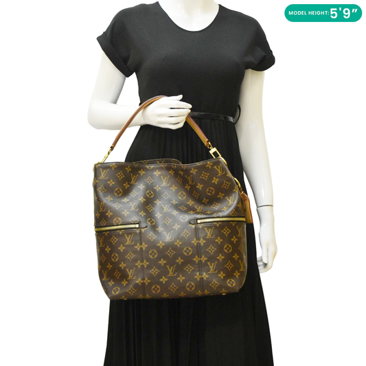 LOUIS VUITTON Melie Monogram Canvas Hobo Bag Brown