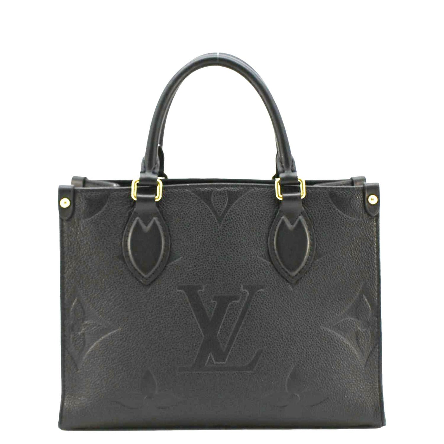 LOUIS VUITTON Onthego PM Monogram Empreinte Leather Tote Shoulder Bag Black