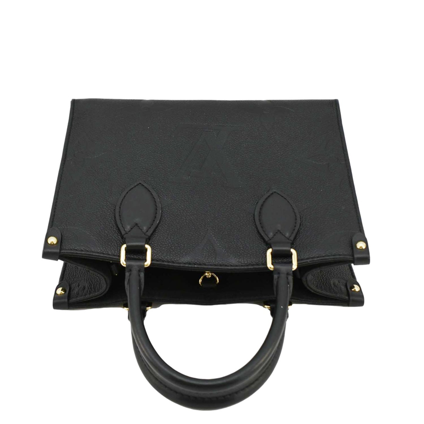 LOUIS VUITTON Onthego PM Monogram Empreinte Leather Tote Shoulder Bag Black