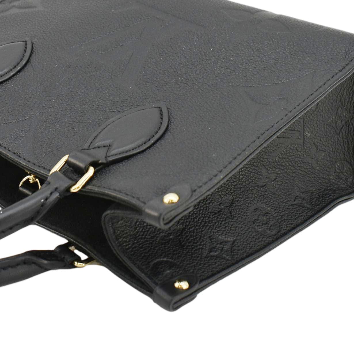 LOUIS VUITTON Onthego PM Monogram Empreinte Leather Tote Shoulder Bag Black