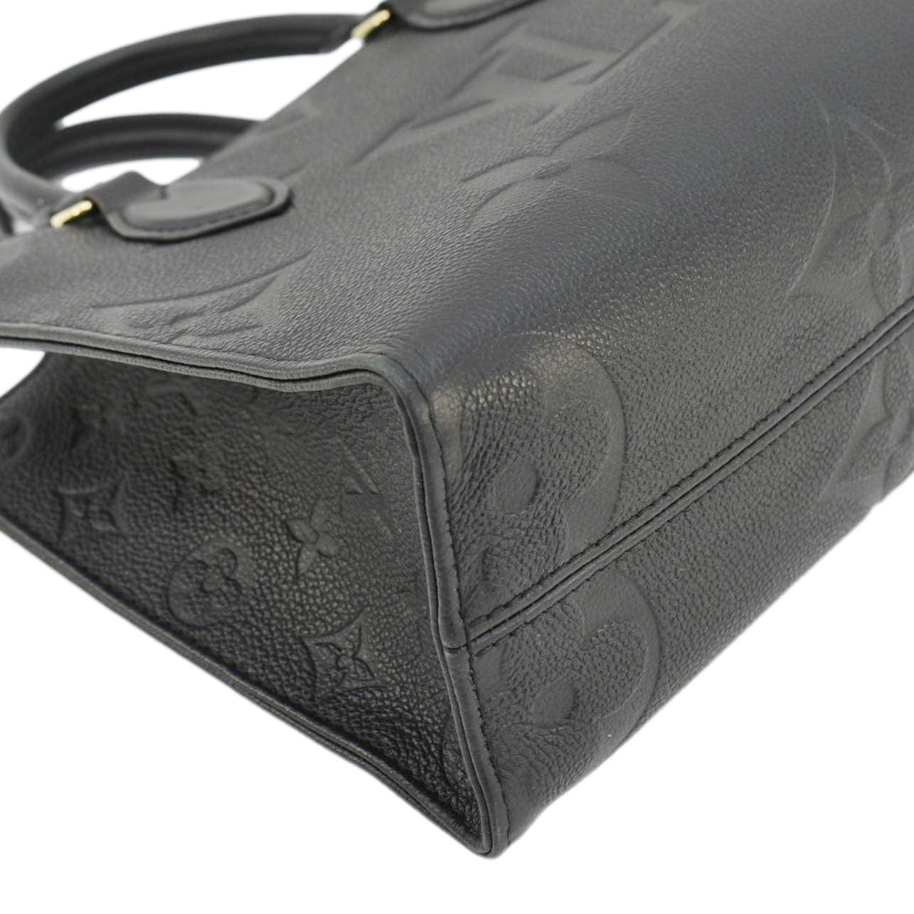 LOUIS VUITTON Onthego PM Monogram Empreinte Leather Tote Shoulder Bag Black