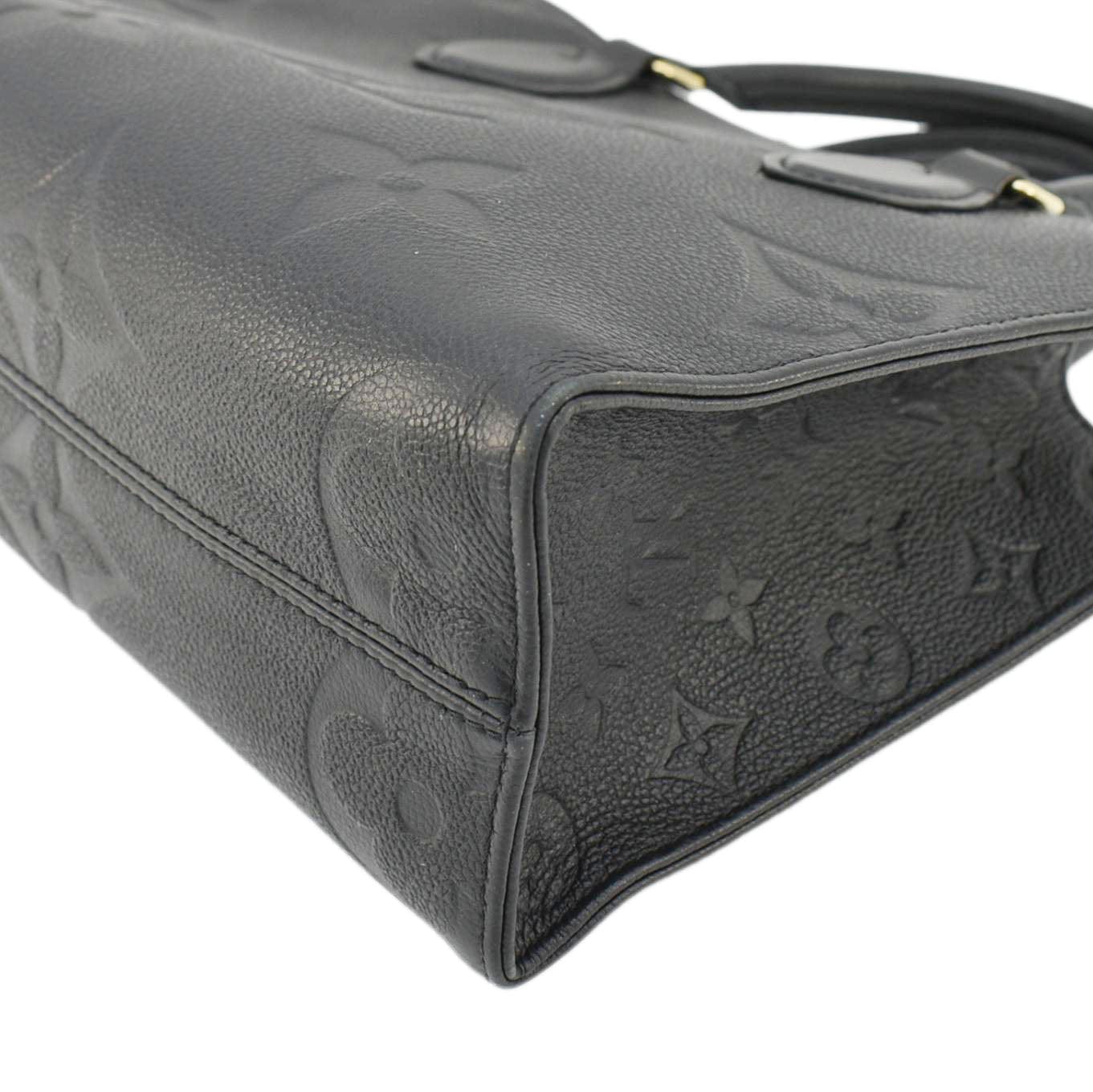 LOUIS VUITTON Onthego PM Monogram Empreinte Leather Tote Shoulder Bag Black