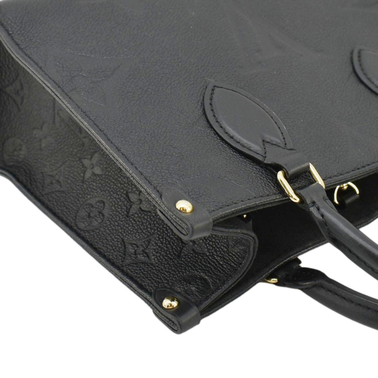 LOUIS VUITTON Onthego PM Monogram Empreinte Leather Tote Shoulder Bag Black