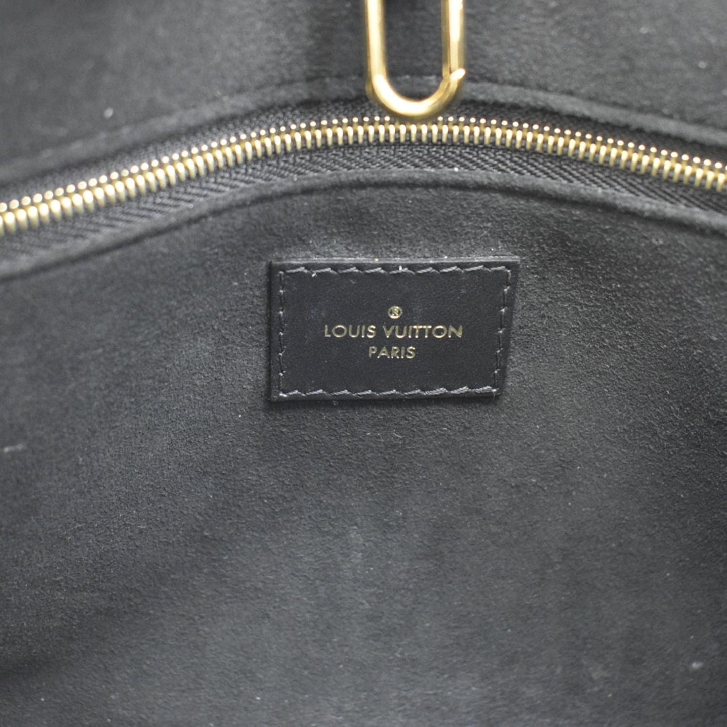 LOUIS VUITTON Onthego PM Monogram Empreinte Leather Tote Shoulder Bag Black