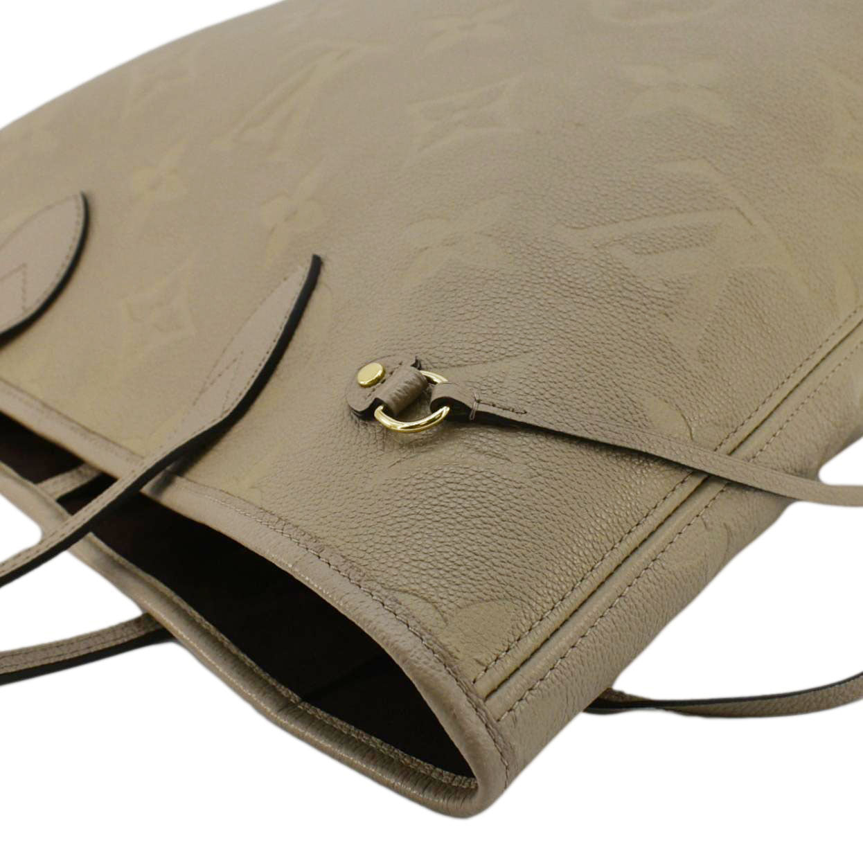 LOUIS VUITTON Neverfull MM Empreinte Leather Tote Shoulder Bag Beige