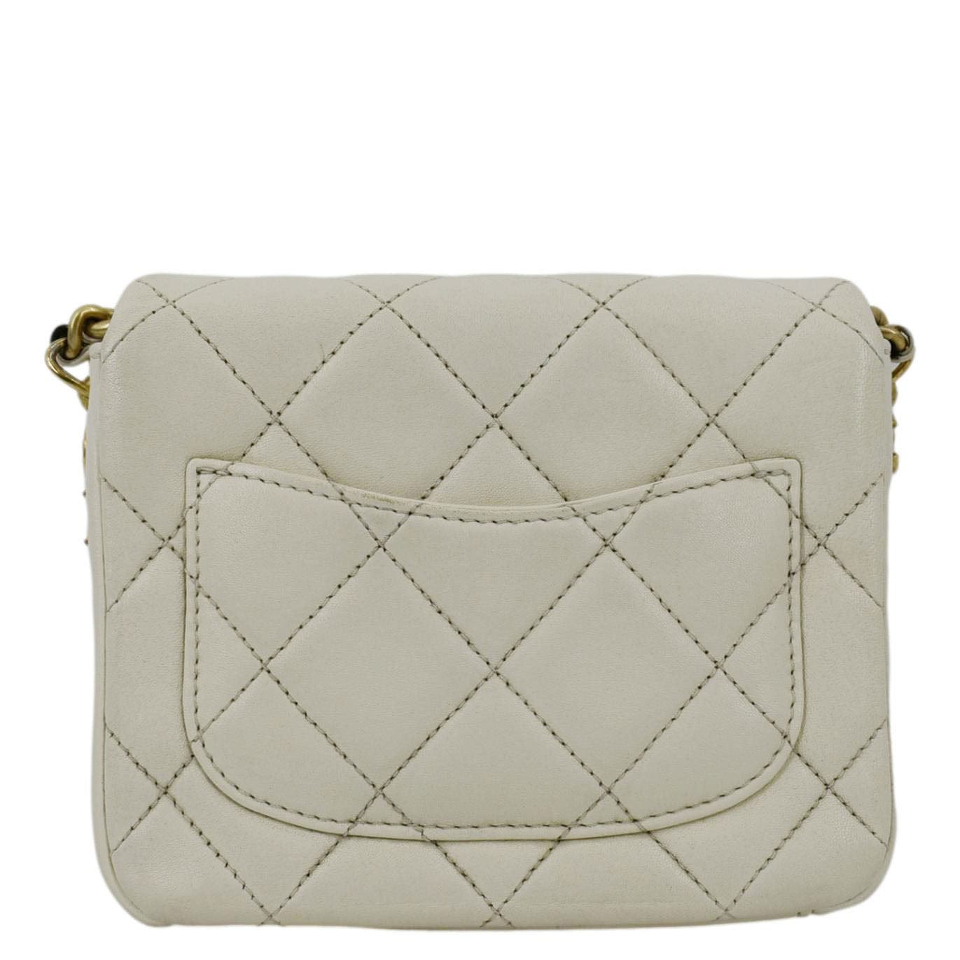 CHANEL Side Note Flap Quilted Leather Crossbody Bag Off White