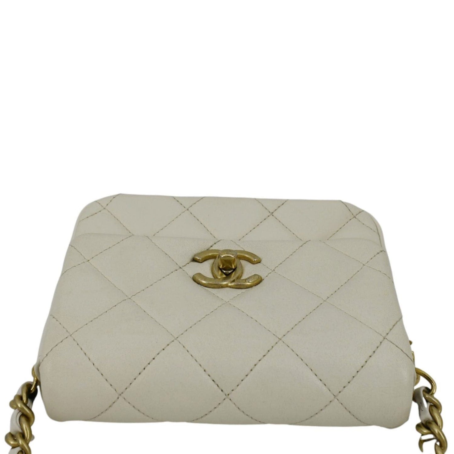 CHANEL Side Note Flap Quilted Leather Crossbody Bag Off White