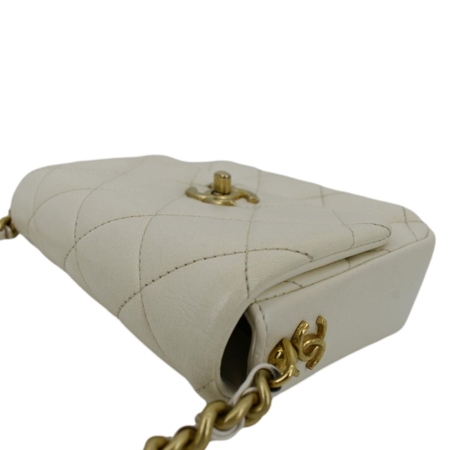 CHANEL Side Note Flap Quilted Leather Crossbody Bag Off White