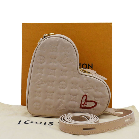 LOUIS VUITTON Fall In Love Sac Coeur Monogram Embossed Crossbody Bag Light Pink