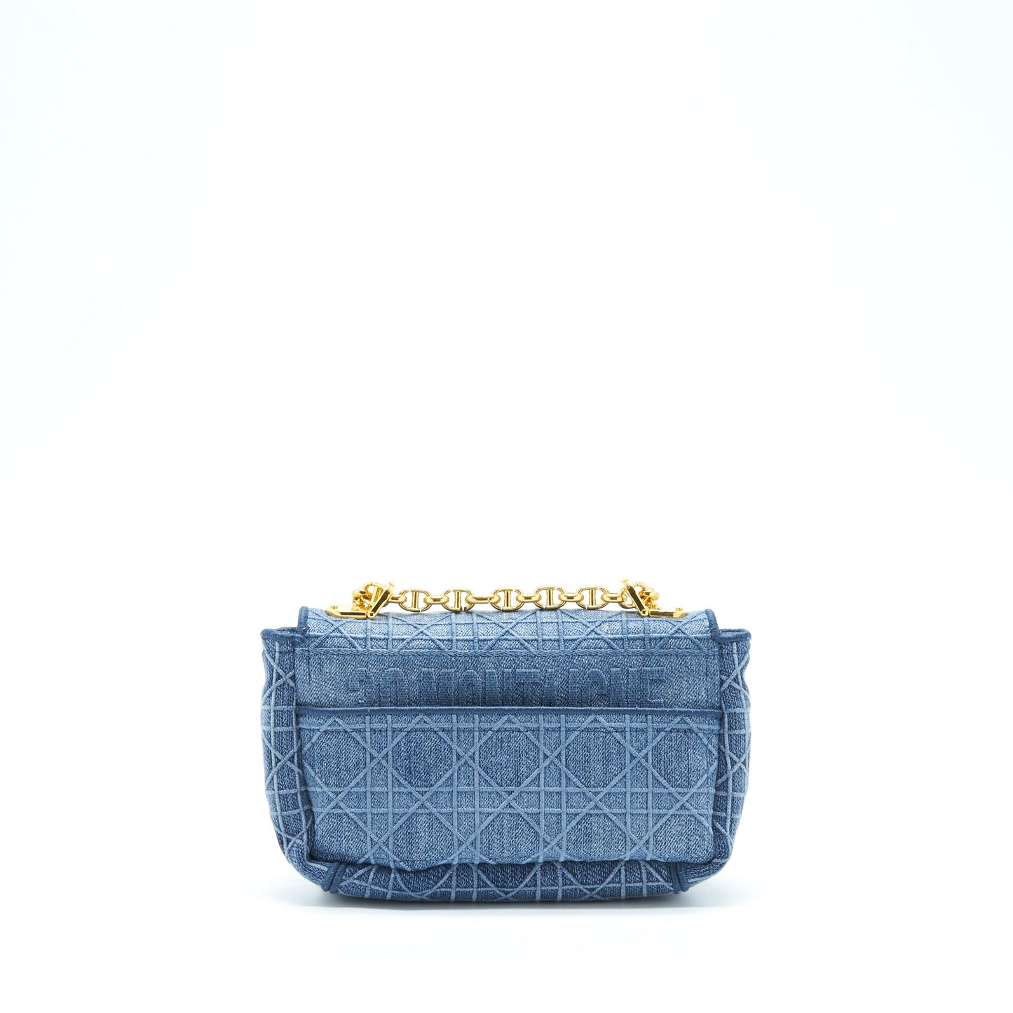 Dior Small Dior Caro Bag Denim Blue GHW