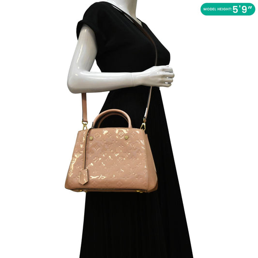 LOUIS VUITTON Montaigne BB Vernis Leather Tote Shoulder Bag Dusty Pink