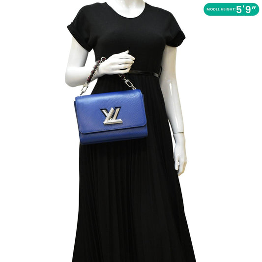 LOUIS VUITTON Twist MM Braided Handle Epi Leather Shoulder Bag Blue